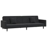 vidaXL Canapé-lit 2 places 2 oreillers et repose-pied Noir Velours