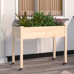 vidaXL Jardinière sur roues avec doublure 118x59x80 cm bois de sapin