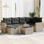 vidaXL Salon de jardin avec coussins 7 Pièces gris clair résine tressée