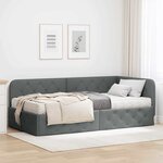 vidaXL Cadre de lit d'angle avec matelas Gris foncé 90 x 190 cm tissu
