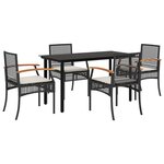 vidaXL Ensemble à manger de jardin coussins 5Pièces Noir Résine tressée