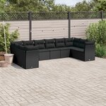 vidaXL Salon de jardin 10 Pièces avec coussins noir résine tressée