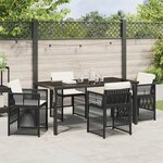 vidaXL Ensemble de salle à manger de jardin 5 pièces avec coussins en poly rotin noir