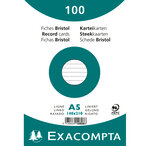 Paquet de 100 Fiches Bristol A5 blanc ligné. s/s film EXACOMPTA
