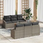 vidaXL Ensemble de canapé de jardin 7 Pièces Gris