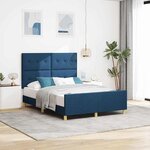 vidaXL Cadre de lit avec tête de lit Bleu 140 x 190 cm tissu