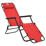 vidaXL Chaises longues pliables 2 Pièces avec repose-pied Acier Rouge