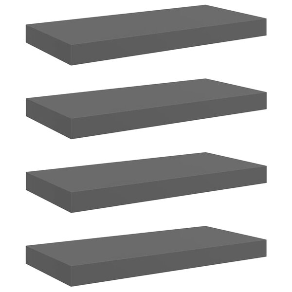 vidaXL Étagère murale flottante 4 Pièces Gris brillant 50x23x3 8 cm MDF