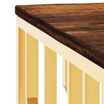 vidaXL Table basse doré acier inoxydable et bois massif récupération
