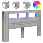 vidaXL Tête de lit à LED sonoma gris 160x18 5x103 5 cm bois ingénierie