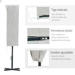 Housse de protection imperméable pour parasol droit avec fermeture éclair et cordon de serrage polyester oxford crème