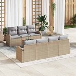 vidaXL Ensemble de canapé de jardin 8 Pièces Beige  gris clair