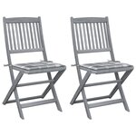 vidaXL Chaises pliables d'extérieur lot de 2 et coussins Bois d'acacia