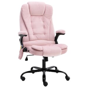 Chaise fauteuil siège de bureau informatique étude de massage Rosevelours rose 02_0024021