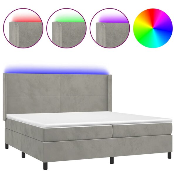 vidaXL Sommier à lattes de lit matelas et LED Gris clair 200x200 cm