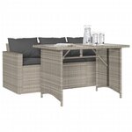 vidaXL Ensemble à manger de jardin et coussins 2 Pièces gris clair rotin