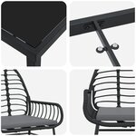 vidaXL Ensemble de salle à manger de jardin 5 pièces avec coussins Noir Poly Rotin