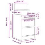 vidaXL Table de chevet avec 2 tiroirs chêne fumé 38x34x80 cm