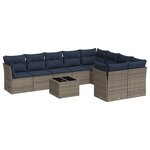 vidaXL Salon de jardin 10 Pièces avec coussins gris résine tressée