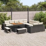 vidaXL Ensemble de canapé de jardin 13 Pièces Noir et Crème polyrotin