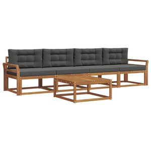 vidaXL Ensemble de canapés d'extérieur 5 Pièces Naturel et Anthracite