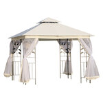 Tonnelle barnum style colonial double toit toiles moustiquaires amovibles 3L x 3l x 2 65H m beige