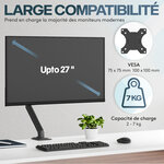 ACROPAQ Support Écran PC 17" à 27- Bras Moniteur Universel à Ressort- Rotation 360°- Epaisseur Bureau 10-80mm- Montage Rapide- Noir