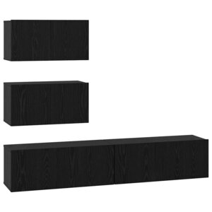 vidaXL Ensemble meuble TV 4 Pièces Chêne noir Bois d'ingénierie