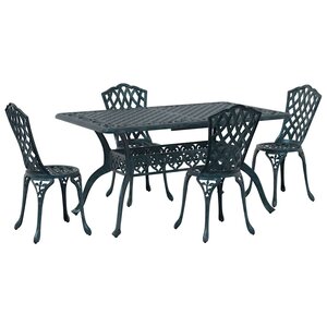 vidaXL Ensemble de salle à manger pour jardin 5 Pièces Vert Aluminium