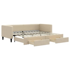 vidaXL Lit de jour avec gigogne et tiroirs sans matelas crème 80x200cm
