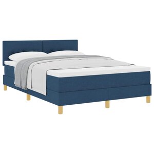 vidaXL Lit à ressorts avec coussin Bleu 140 x 200 cm tissu
