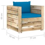 vidaXL Salon de jardin 6 Pièces avec coussins Bois imprégné de vert