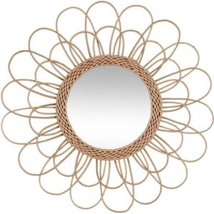 Miroir fleur en rotin - Ø 56 x Ep. 2,8 cm - Beige
