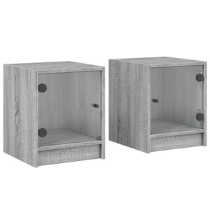vidaXL Tables de chevet et portes vitrées 2Pièces sonoma gris 35x37x42cm