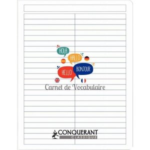Cahier de vocabulaire polypro17X22 cm agrafé 96P réglure spécifique CONQUÉRANT