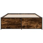 vidaXL Cadre de lit chêne fumé 120x200 cm bois d'ingénierie et métal