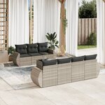 vidaXL Salon de jardin 8 Pièces avec coussins gris clair résine tressée