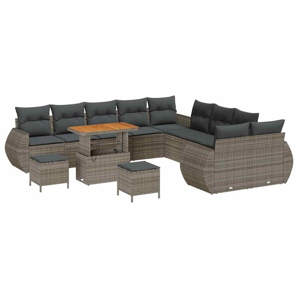 vidaXL Ensemble de canapé de jardin 13 Pièces Gris 90 x 55 x 71 cm