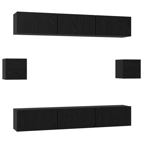 vidaXL Ensemble meuble TV 8 Pièces Chêne noir Bois d'ingénierie