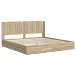 vidaXL Cadre de lit avec rangement et tête de lit Chêne Sonoma