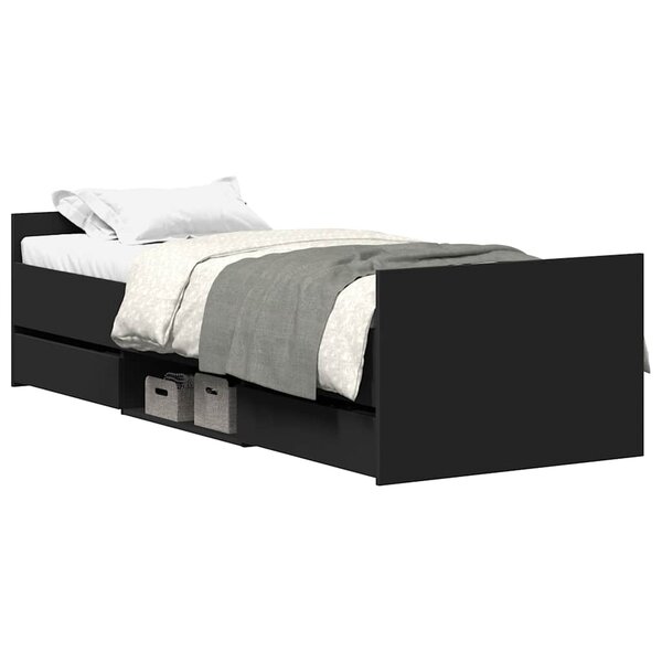 vidaXL Cadre de lit sans matelas noir 90x190 cm