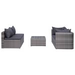 vidaXL Salon de jardin 7 Pièces avec coussins résine tressée gris