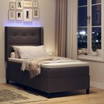 vidaXL Lit à ressorts avec matelas Marron foncé 90 x 190 cm tissu