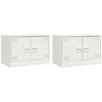 vidaXL Meubles TV 2 Pièces blanc 67x39x44 cm acier