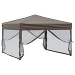 vidaXL Tente de réception pliable avec parois Taupe 3x3 m