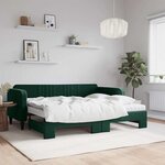 vidaXL Lit de jour avec gigogne et matelas vert foncé 90x200cm velours