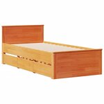 vidaXL Lit bibliothèque sans matelas cire marron 90x190 cm pin massif