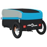 vidaXL Remorque de vélo noir et bleu 30 kg fer