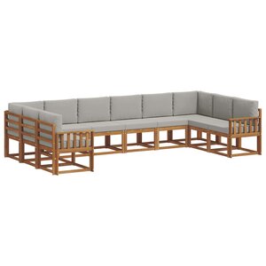 vidaXL Ensemble de canapés d'extérieur 10 pc Gris Naturel et Clair