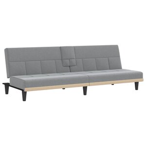 vidaXL Canapé-lit avec porte-gobelets gris clair tissu